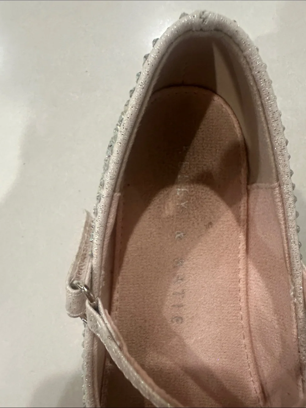 Kelly & Katie Girls' Rhinestone Mary Jane Flats in Silver